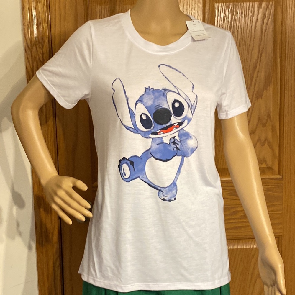 Disney white Stitch  character hi lo t-shirt